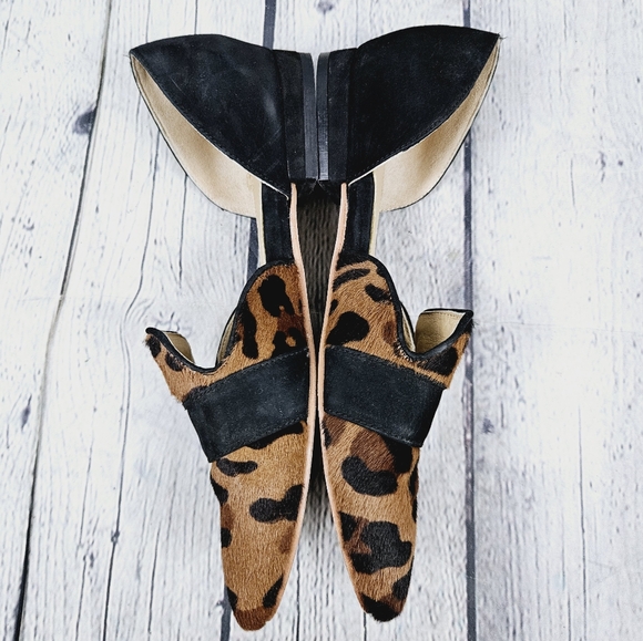 POPPY BARLEY | animal print calf hair d'orsay pointed toe slip-on flats - Picture 2 of 11